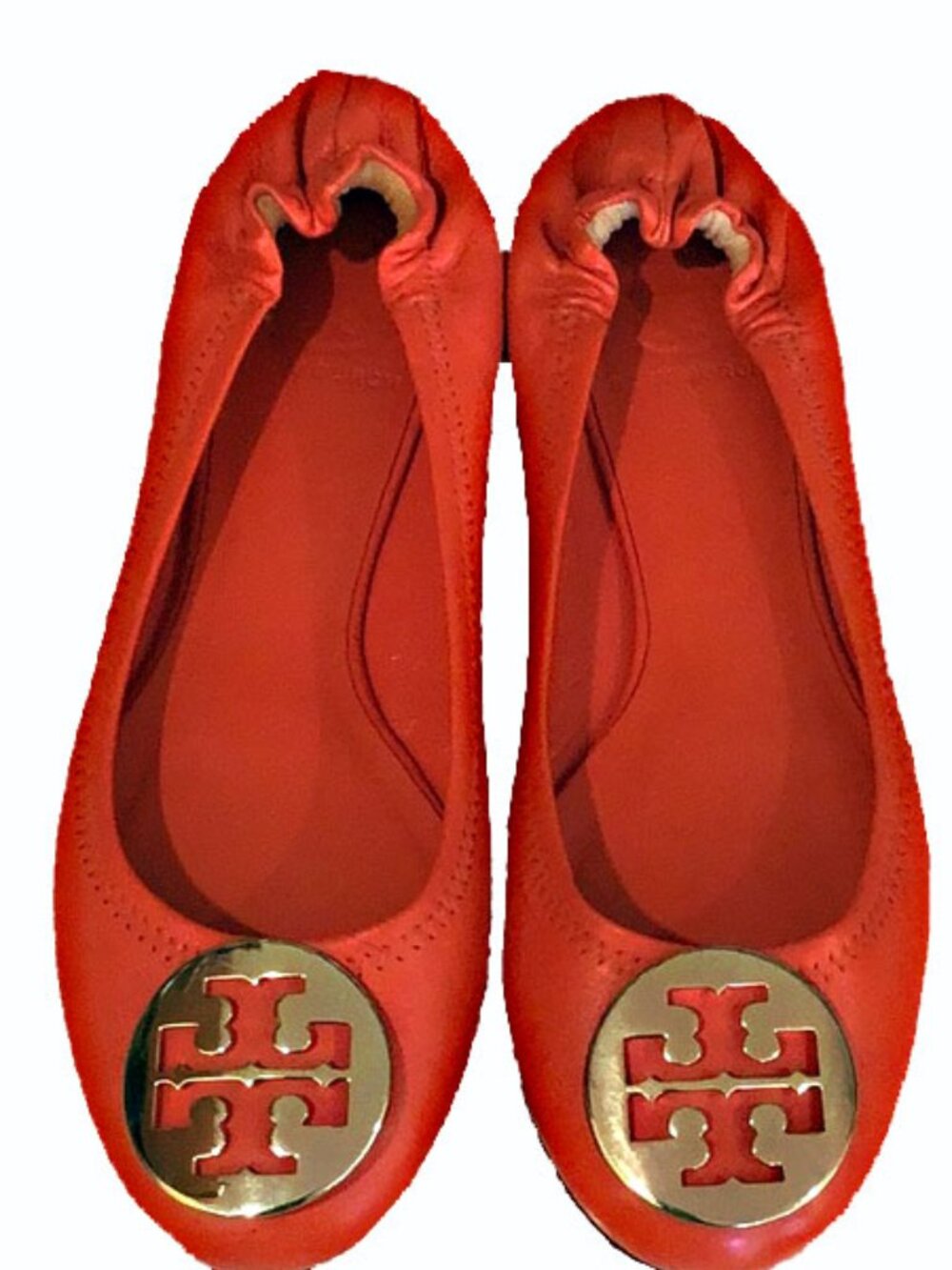 TORY BURCH Vibrant Orange Leather Minnie Ballet Flats Size 7 -Same Day Shipping* - Picture 3 of 10